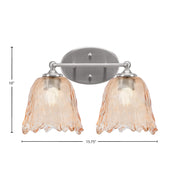 Toltec Capri 2-Light Bath Bar | Brushed Nickel and Amber Lava Glass | Bathroom Vanity & Powder Room | 8.75 x 10 in | Model 5912-BN-4233