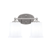 Toltec Capri 2-Light Bath Bar | Brushed Nickel and White Opal Glass | Bathroom Vanity & Powder Room | 8.25 x 9.25 in | Model 5912-BN-5031