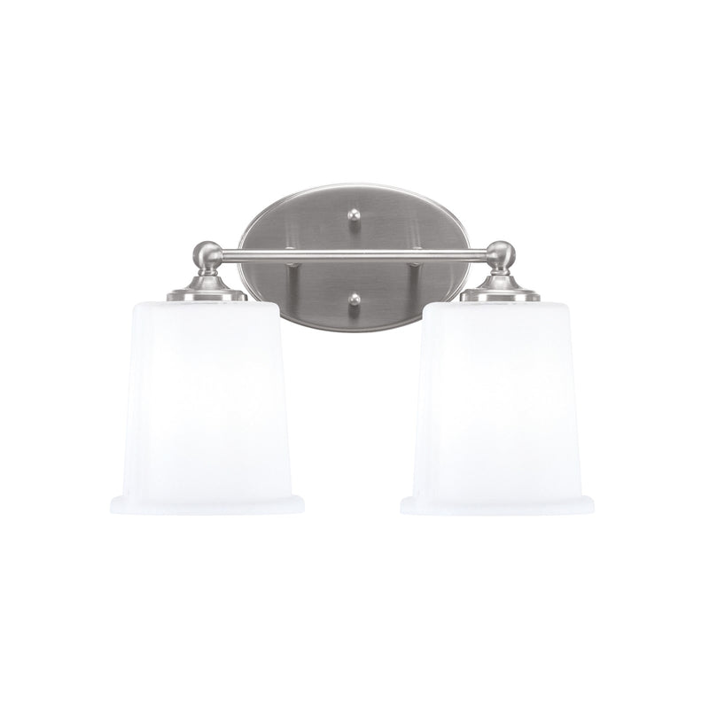 Toltec Capri 2-Light Bath Bar | Brushed Nickel and White Opal Glass | Bathroom Vanity & Powder Room | 8.25 x 9.25 in | Model 5912-BN-5031