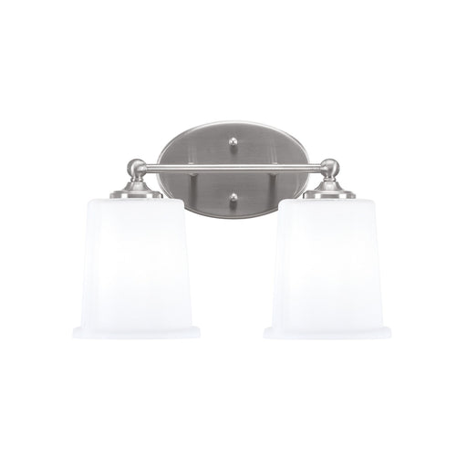 Toltec Capri 2-Light Bath Bar | Brushed Nickel and White Opal Glass | Bathroom Vanity & Powder Room | 8.25 x 9.25 in | Model 5912-BN-5031