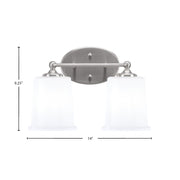 Toltec Capri 2-Light Bath Bar | Brushed Nickel and White Opal Glass | Bathroom Vanity & Powder Room | 8.25 x 9.25 in | Model 5912-BN-5031