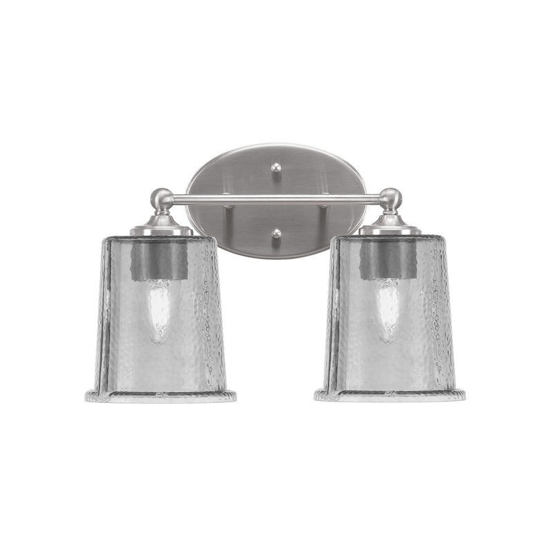Toltec Capri 2-Light Bath Bar | Brushed Nickel and Smoke Bubble Glass | Bathroom Vanity & Powder Room | 8.25 x 9.25 in | Model 5912-BN-5032