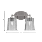Toltec Capri 2-Light Bath Bar | Brushed Nickel and Smoke Bubble Glass | Bathroom Vanity & Powder Room | 8.25 x 9.25 in | Model 5912-BN-5032