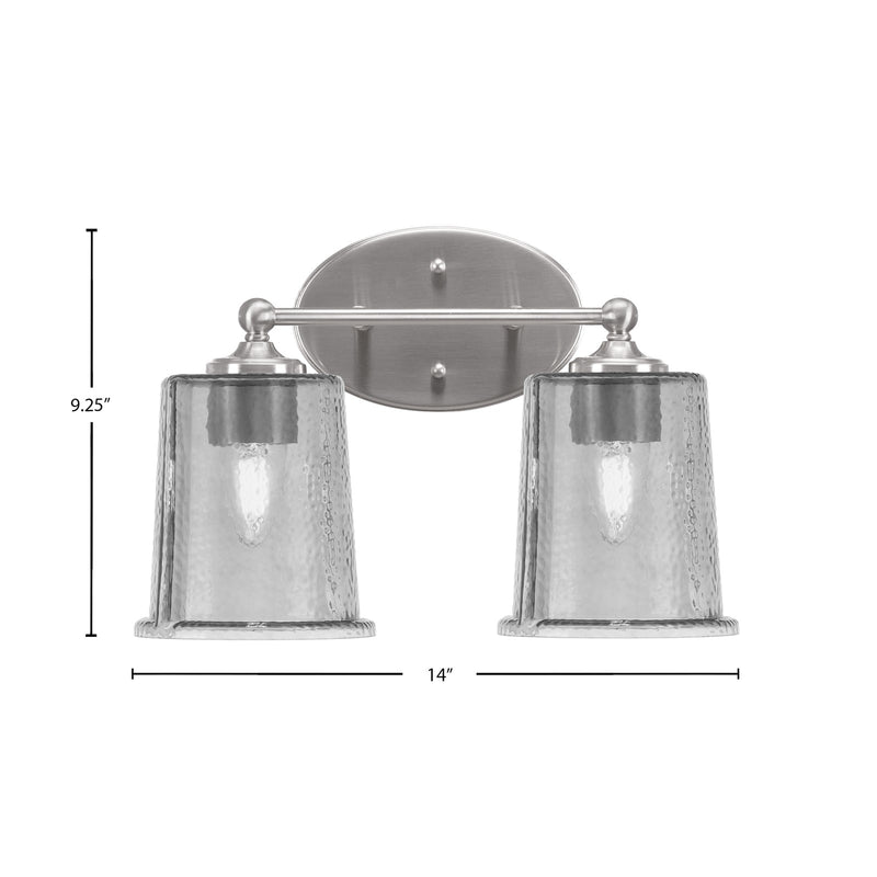 Toltec Capri 2-Light Bath Bar | Brushed Nickel and Smoke Bubble Glass | Bathroom Vanity & Powder Room | 8.25 x 9.25 in | Model 5912-BN-5032
