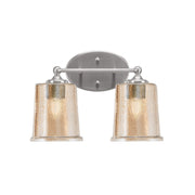 Toltec Capri 2-Light Bath Bar | Brushed Nickel and Amber Bubble Glass | Bathroom Vanity & Powder Room | 8.25 x 9.25 in | Model 5912-BN-5033