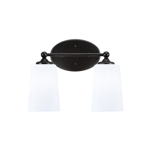 Toltec Capri 2-Light Bath Bar | Matte Black and White Opal Glass | Bathroom Vanity & Powder Room | 7.5 x 10.25 in | Model 5912-MB-261