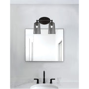 Toltec Capri 2-Light Bath Bar | Matte Black and Smoke Bubble Glass | Bathroom Vanity & Powder Room | 7.5 x 10.25 in | Model 5912-MB-262