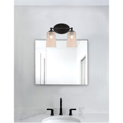 Toltec Capri 2-Light Bath Bar | Modern Matte Black Steel and Amber Gradient Glass | Bathroom Vanity & Powder Room | 7.5 x 10.25 in | Model 5912-MB-263