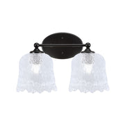 Toltec Capri 2-Light Bath Bar | Modern Matte Black Steel and Clear Lava Glass | Bathroom Vanity & Powder Room | 8.75 x 10 in | Model 5912-MB-4230