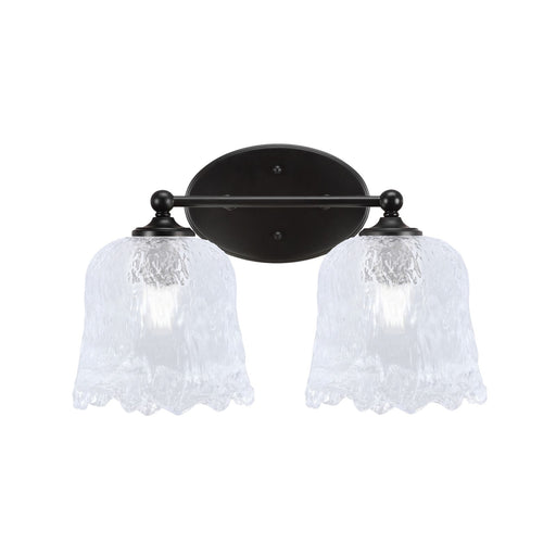Toltec Capri 2-Light Bath Bar | Modern Matte Black Steel and Clear Lava Glass | Bathroom Vanity & Powder Room | 8.75 x 10 in | Model 5912-MB-4230