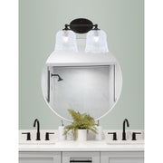 Toltec Capri 2-Light Bath Bar | Modern Matte Black Steel and Clear Lava Glass | Bathroom Vanity & Powder Room | 8.75 x 10 in | Model 5912-MB-4230