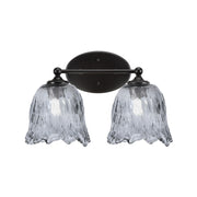 Toltec Capri 2-Light Bath Bar | Modern Matte Black Steel and Smoke Lava Glass | Bathroom Vanity & Powder Room | 8.75 x 10 in | Model 5912-MB-4232