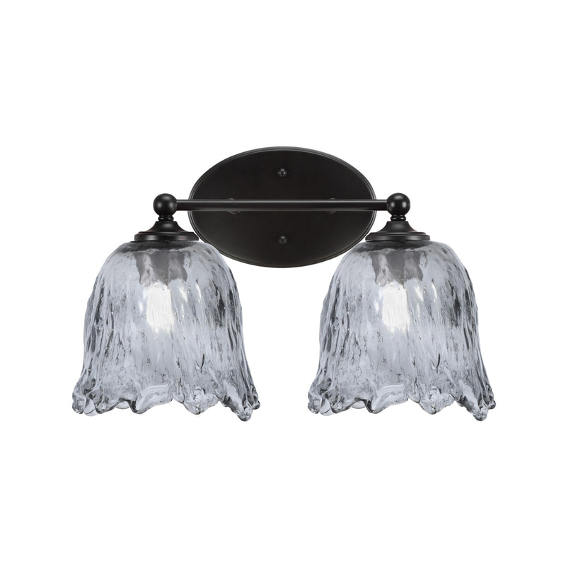 Toltec Capri 2-Light Bath Bar | Modern Matte Black Steel and Smoke Lava Glass | Bathroom Vanity & Powder Room | 8.75 x 10 in | Model 5912-MB-4232