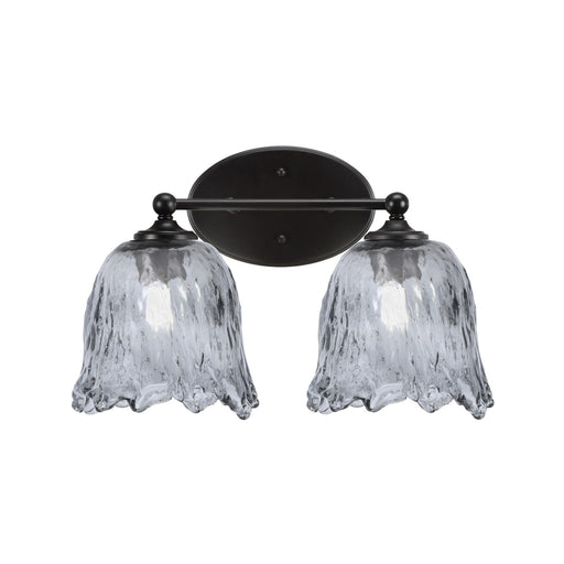 Toltec Capri 2-Light Bath Bar | Modern Matte Black Steel and Smoke Lava Glass | Bathroom Vanity & Powder Room | 8.75 x 10 in | Model 5912-MB-4232