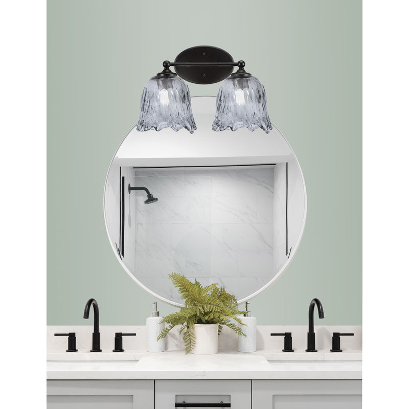 Toltec Capri 2-Light Bath Bar | Modern Matte Black Steel and Smoke Lava Glass | Bathroom Vanity & Powder Room | 8.75 x 10 in | Model 5912-MB-4232