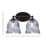 Toltec Capri 2-Light Bath Bar | Modern Matte Black Steel and Smoke Lava Glass | Bathroom Vanity & Powder Room | 8.75 x 10 in | Model 5912-MB-4232