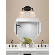 Toltec Capri 2-Light Bath Bar | Modern Matte Black Steel and Amber Lava Glass | Bathroom Vanity & Powder Room | 8.75 x 10 in | Model 5912-MB-4233