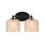 Toltec Capri 15in 2-Light Bath Bar | Modern Matte Black Steel and Amber Textured Glass | Bathroom Vanity Light | 15 x 9 x 8.25 in | Model 5912-MB-4613