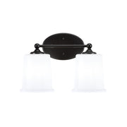 Toltec Capri 2-Light Bath Bar | Modern Matte Black Steel and White Opal Glass | Bathroom Vanity & Powder Room | 8.25 x 9.25 in | Model 5912-MB-5031
