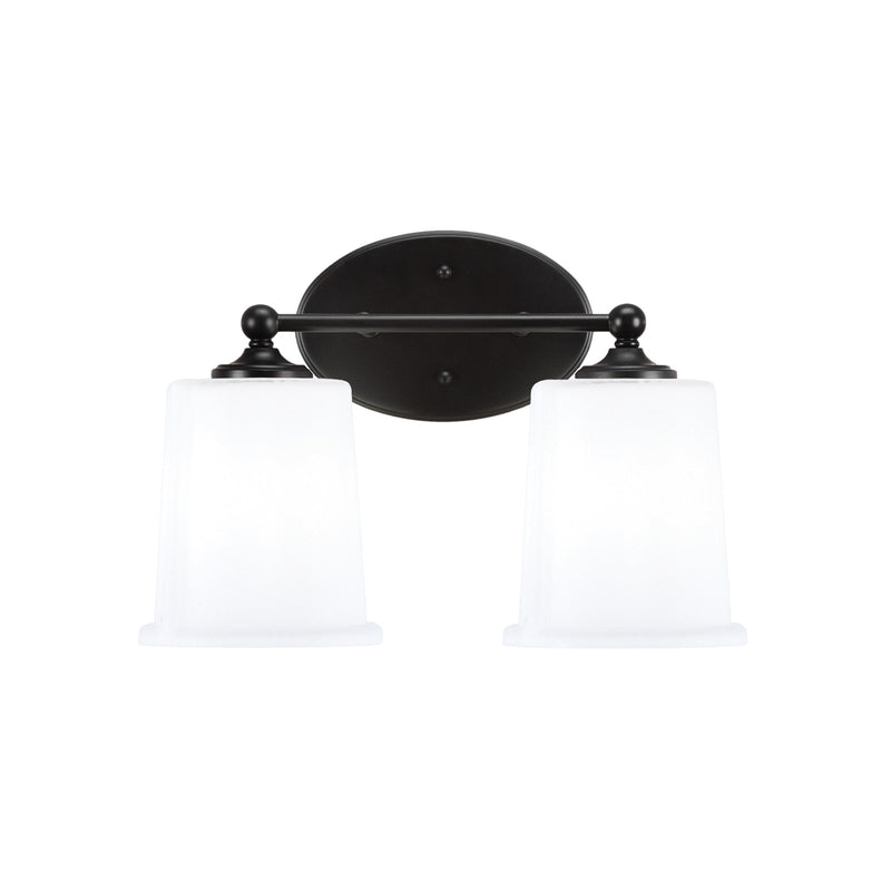 Toltec Capri 2-Light Bath Bar | Modern Matte Black Steel and White Opal Glass | Bathroom Vanity & Powder Room | 8.25 x 9.25 in | Model 5912-MB-5031