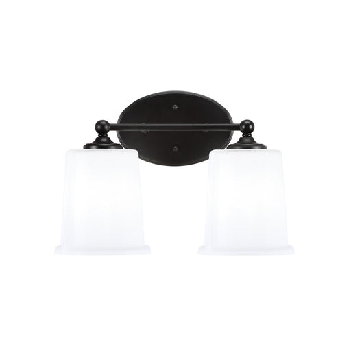 Toltec Capri 2-Light Bath Bar | Modern Matte Black Steel and White Opal Glass | Bathroom Vanity & Powder Room | 8.25 x 9.25 in | Model 5912-MB-5031