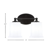 Toltec Capri 2-Light Bath Bar | Modern Matte Black Steel and White Opal Glass | Bathroom Vanity & Powder Room | 8.25 x 9.25 in | Model 5912-MB-5031