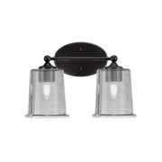 Toltec Capri 2-Light Bath Bar | Modern Matte Black Steel and Smoke Bubble Glass | Bathroom Vanity & Powder Room | 8.25 x 9.25 in | Model 5912-MB-5032