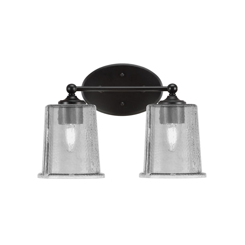 Toltec Capri 2-Light Bath Bar | Modern Matte Black Steel and Smoke Bubble Glass | Bathroom Vanity & Powder Room | 8.25 x 9.25 in | Model 5912-MB-5032