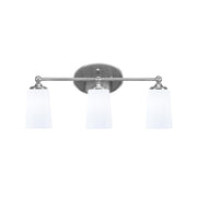 Toltec Capri 3-Light Bath Bar | Modern Brushed Nickel and White Opal Glass | Bathroom Vanity & Powder Room | 7.5 x 10.25 in | Model 5913-BN-261