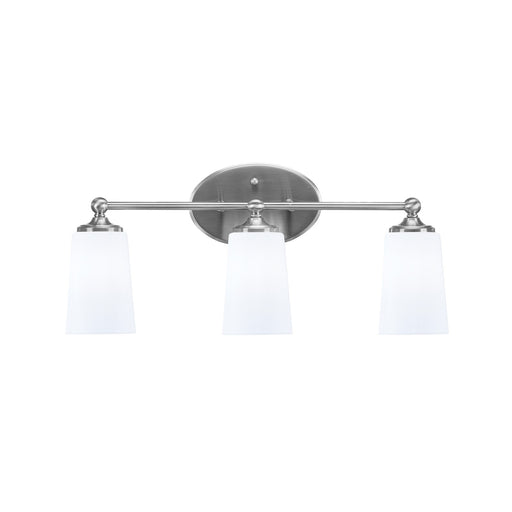 Toltec Capri 3-Light Bath Bar | Modern Brushed Nickel and White Opal Glass | Bathroom Vanity & Powder Room | 7.5 x 10.25 in | Model 5913-BN-261