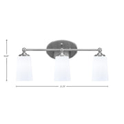 Toltec Capri 3-Light Bath Bar | Modern Brushed Nickel and White Opal Glass | Bathroom Vanity & Powder Room | 7.5 x 10.25 in | Model 5913-BN-261