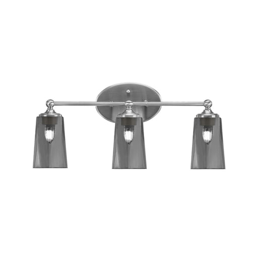 Toltec Capri 3-Light Bath Bar | Modern Brushed Nickel and Smoke Bubble Glass | Bathroom Vanity & Powder Room | 7.5 x 10.25 in | Model 5913-BN-262