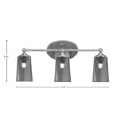 Toltec Capri 3-Light Bath Bar | Modern Brushed Nickel and Smoke Bubble Glass | Bathroom Vanity & Powder Room | 7.5 x 10.25 in | Model 5913-BN-262