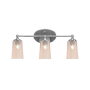 Toltec Capri 3-Light Bath Bar | Modern Brushed Nickel and Amber Gradient Glass | Bathroom Vanity & Powder Room | 7.5 x 10.25 in | Model 5913-BN-263