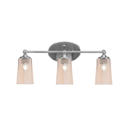Toltec Capri 3-Light Bath Bar | Modern Brushed Nickel and Amber Gradient Glass | Bathroom Vanity & Powder Room | 7.5 x 10.25 in | Model 5913-BN-263