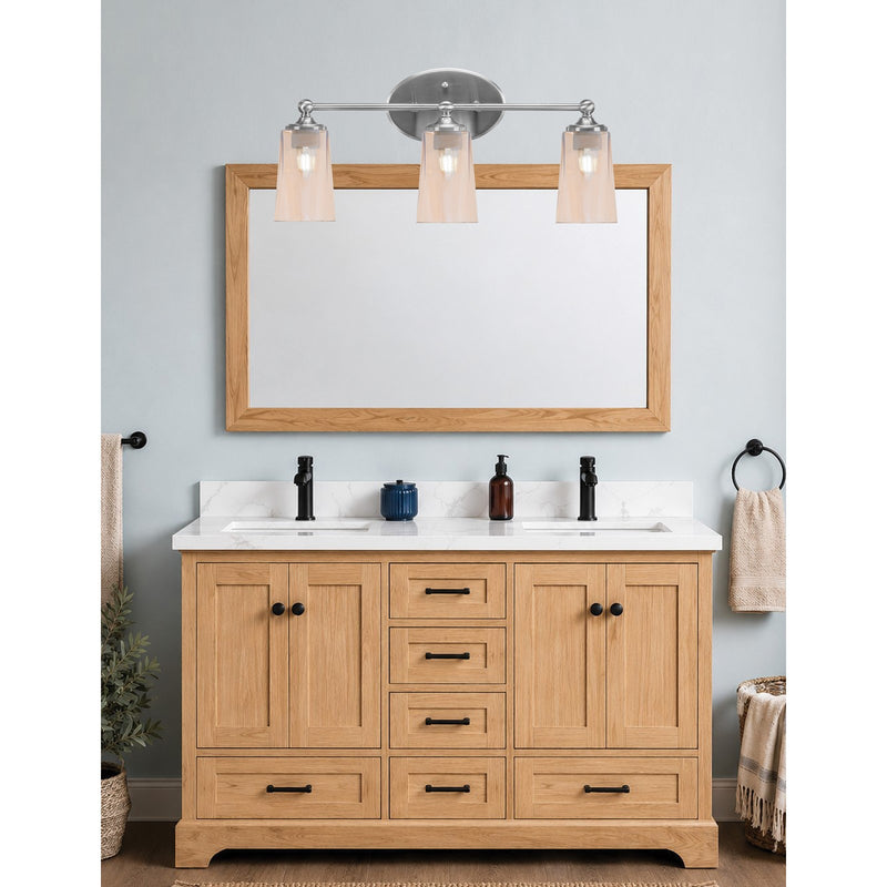 Toltec Capri 3-Light Bath Bar | Modern Brushed Nickel and Amber Gradient Glass | Bathroom Vanity & Powder Room | 7.5 x 10.25 in | Model 5913-BN-263