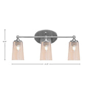 Toltec Capri 3-Light Bath Bar | Modern Brushed Nickel and Amber Gradient Glass | Bathroom Vanity & Powder Room | 7.5 x 10.25 in | Model 5913-BN-263