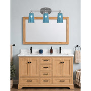 Toltec Capri 3-Light Bath Bar | Modern Brushed Nickel and Blue Gradient Glass | Bathroom Vanity & Powder Room | 7.5 x 10.25 in | Model 5913-BN-265