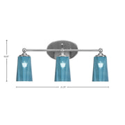 Toltec Capri 3-Light Bath Bar | Modern Brushed Nickel and Blue Gradient Glass | Bathroom Vanity & Powder Room | 7.5 x 10.25 in | Model 5913-BN-265