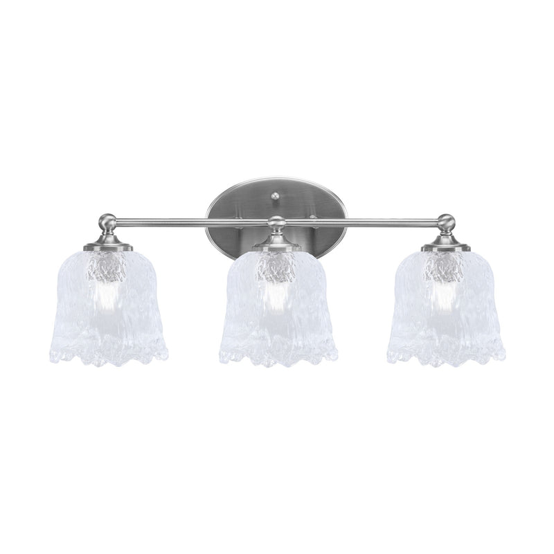 Toltec Capri 3-Light Bath Bar | Brushed Nickel and Clear Lava Glass | Bathroom & Powder Room Vanity Light | 8.75 x 10 in | Model 5913-BN-4230