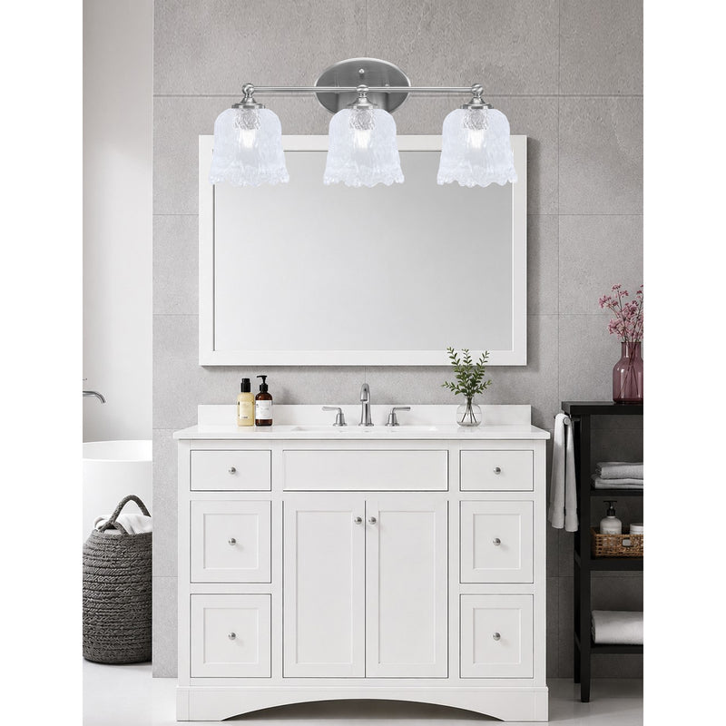 Toltec Capri 3-Light Bath Bar | Brushed Nickel and Clear Lava Glass | Bathroom & Powder Room Vanity Light | 8.75 x 10 in | Model 5913-BN-4230