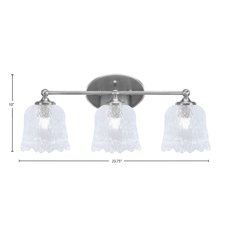 Toltec Capri 3-Light Bath Bar | Brushed Nickel and Clear Lava Glass | Bathroom & Powder Room Vanity Light | 8.75 x 10 in | Model 5913-BN-4230