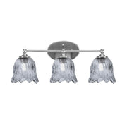 Toltec Capri 3-Light Bath Bar | Modern Brushed Nickel and Smoke Lava Glass | Bathroom Vanity & Powder Room | 8.75 x 10 in | Model 5913-BN-4232