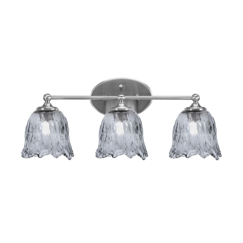 Toltec Capri 3-Light Bath Bar | Modern Brushed Nickel and Smoke Lava Glass | Bathroom Vanity & Powder Room | 8.75 x 10 in | Model 5913-BN-4232