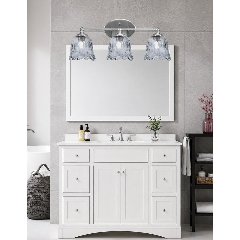 Toltec Capri 3-Light Bath Bar | Modern Brushed Nickel and Smoke Lava Glass | Bathroom Vanity & Powder Room | 8.75 x 10 in | Model 5913-BN-4232