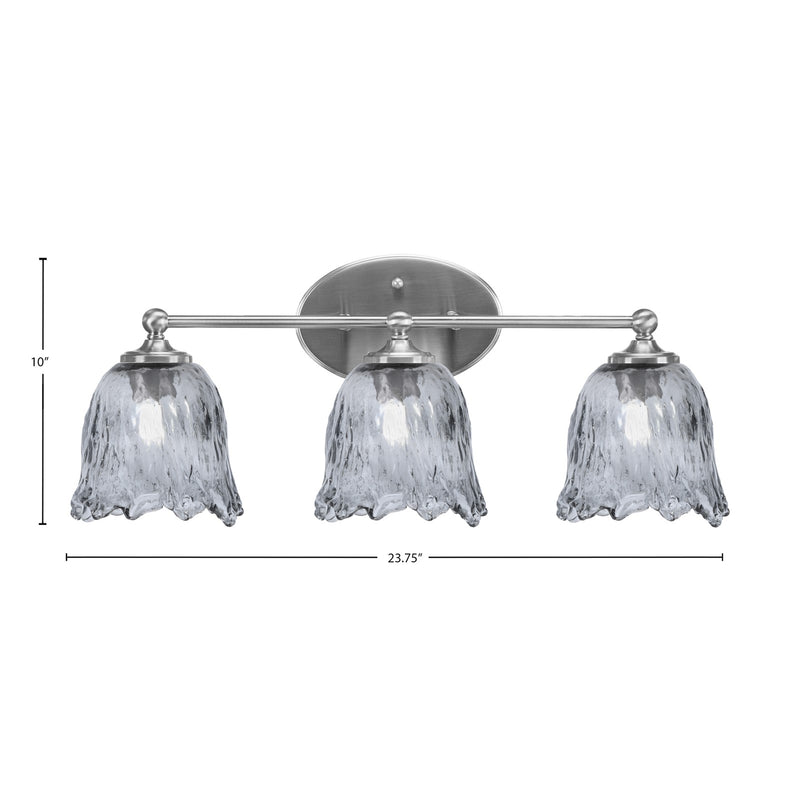 Toltec Capri 3-Light Bath Bar | Modern Brushed Nickel and Smoke Lava Glass | Bathroom Vanity & Powder Room | 8.75 x 10 in | Model 5913-BN-4232