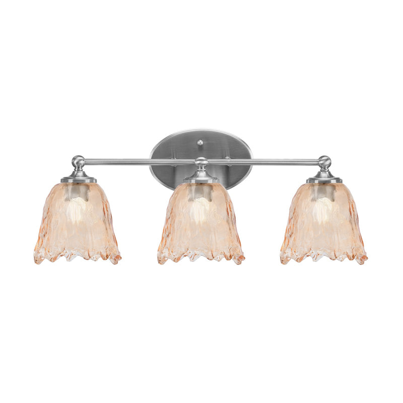 Toltec Capri 3-Light Bath Bar | Modern Brushed Nickel and Amber Lava Glass | Bathroom Vanity & Powder Room | 8.75 x 10 in | Model 5913-BN-4233