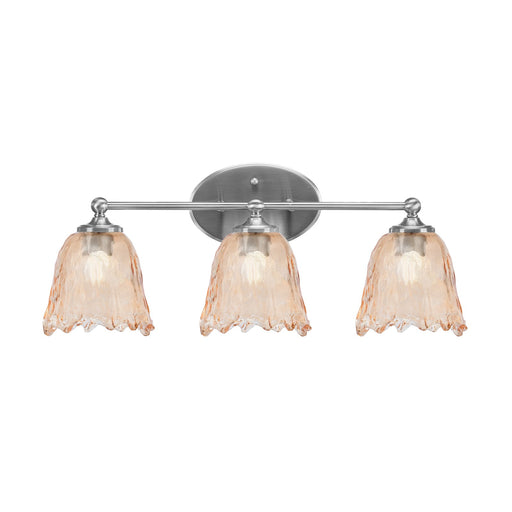 Toltec Capri 3-Light Bath Bar | Modern Brushed Nickel and Amber Lava Glass | Bathroom Vanity & Powder Room | 8.75 x 10 in | Model 5913-BN-4233