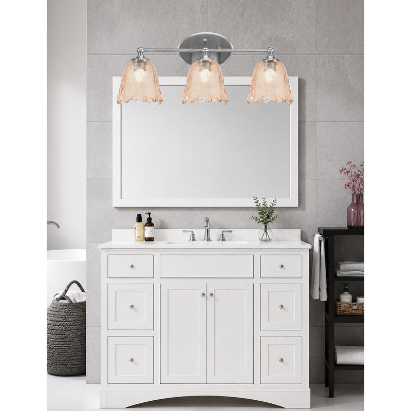 Toltec Capri 3-Light Bath Bar | Modern Brushed Nickel and Amber Lava Glass | Bathroom Vanity & Powder Room | 8.75 x 10 in | Model 5913-BN-4233