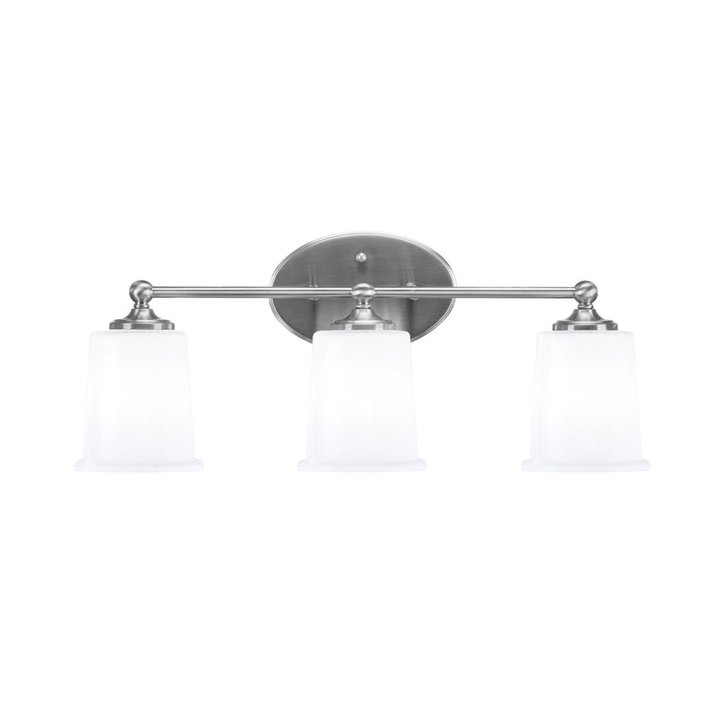Toltec Capri 3-Light Bath Bar | Brushed Nickel and White Opal Glass | Bathroom & Powder Room Vanity Light | 8.25 x 9.25 in | Model 5913-BN-5031